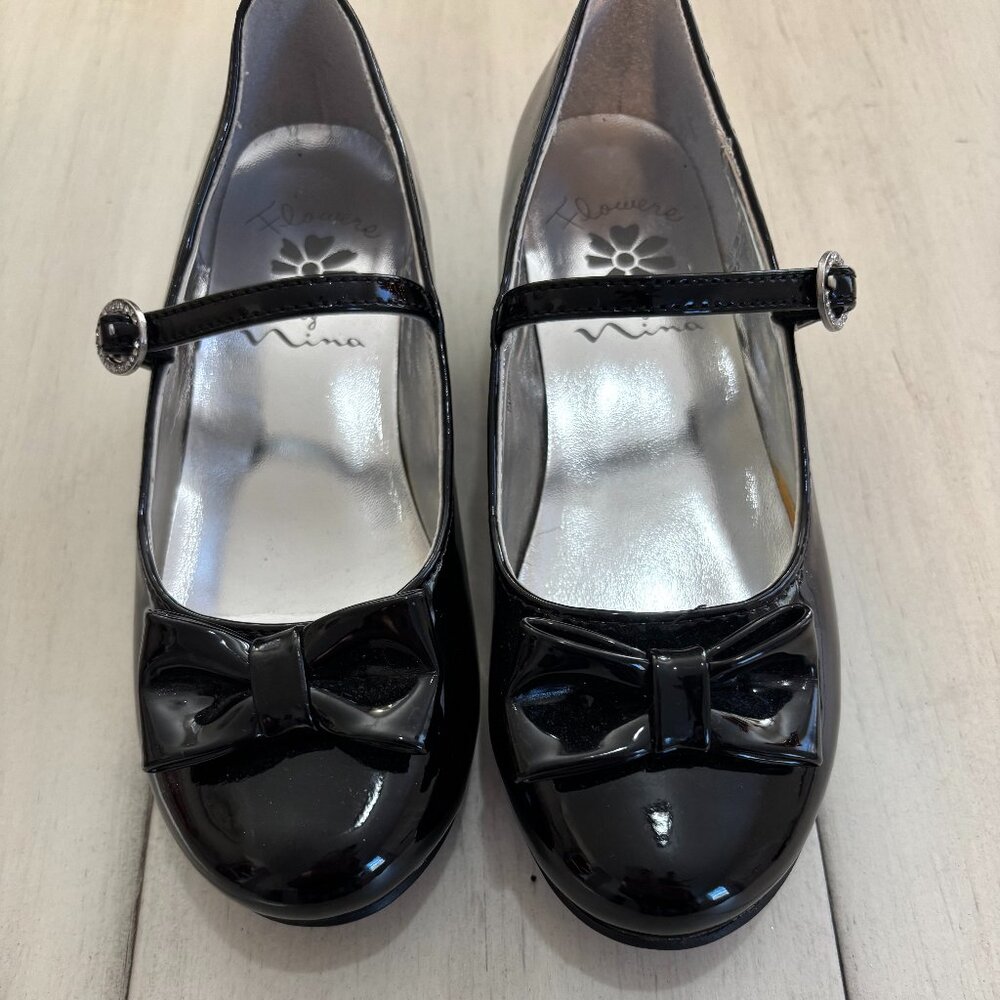 Girl's Black Patent Leather Mary Jane's with bows sz 13, never worn! - Picture 2 of 6